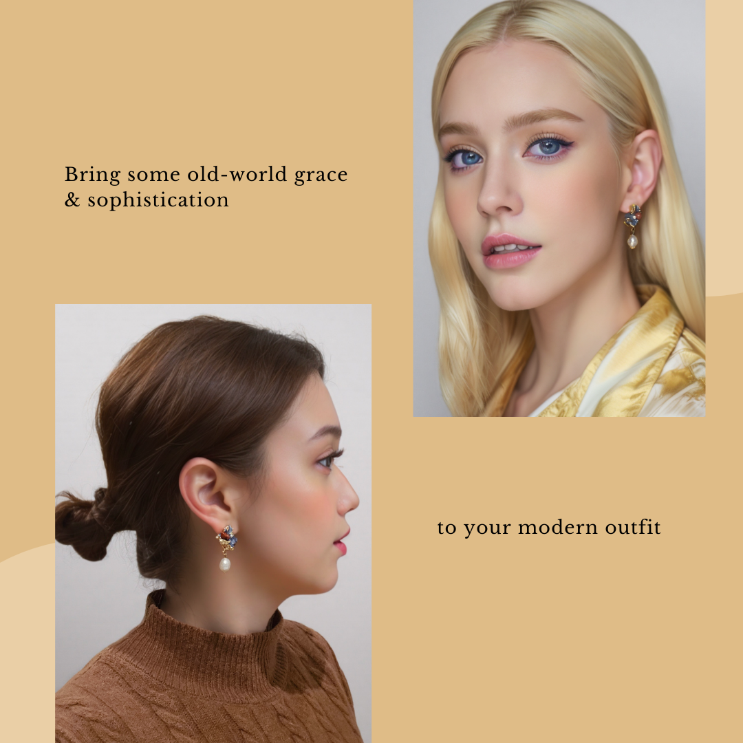 Florentine Muse Baroque Pearl Drop Earrings, Renaissance-Inspired Romantic Jewelry with Real Freshwater Pearls