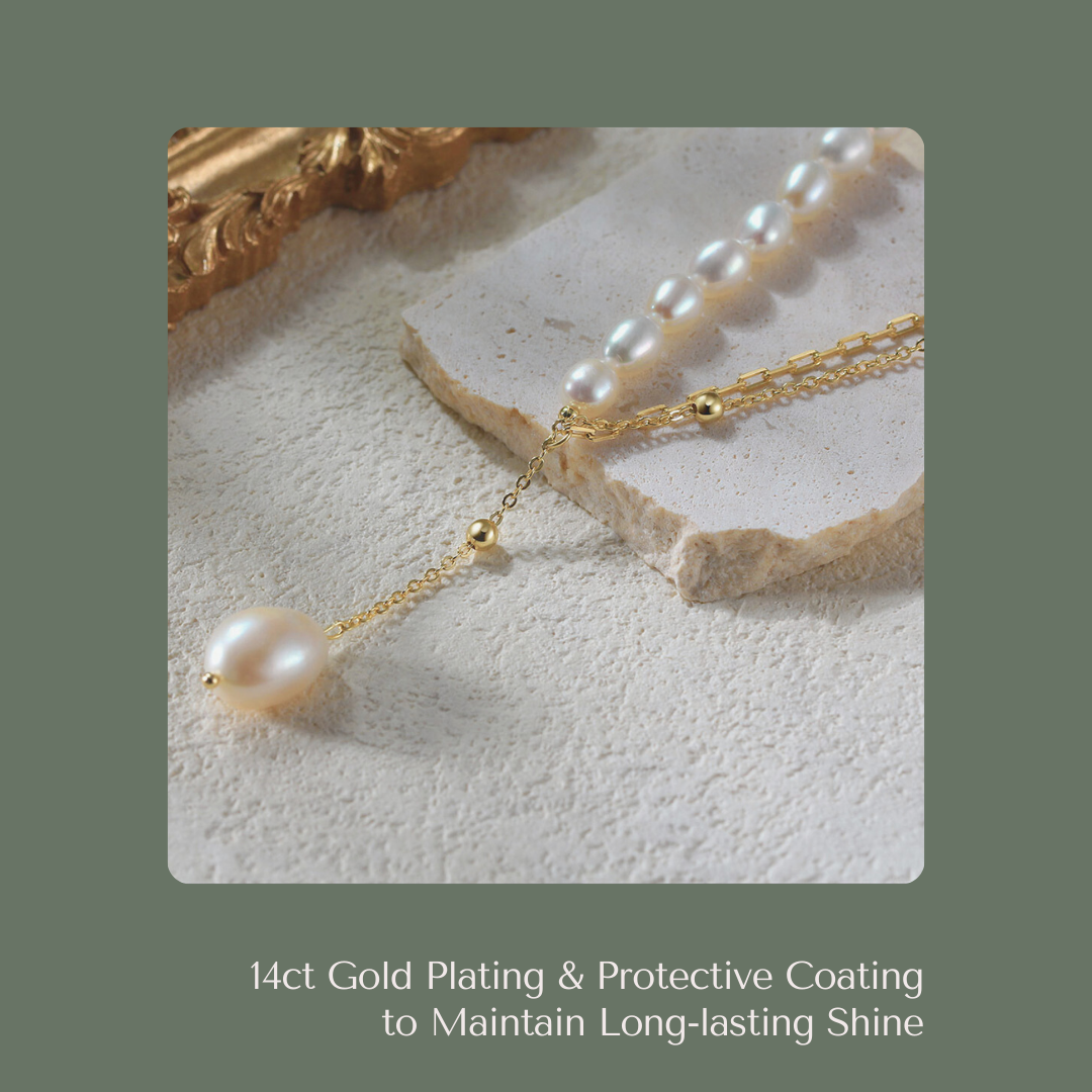 Lunar Pearl Lariat Necklace