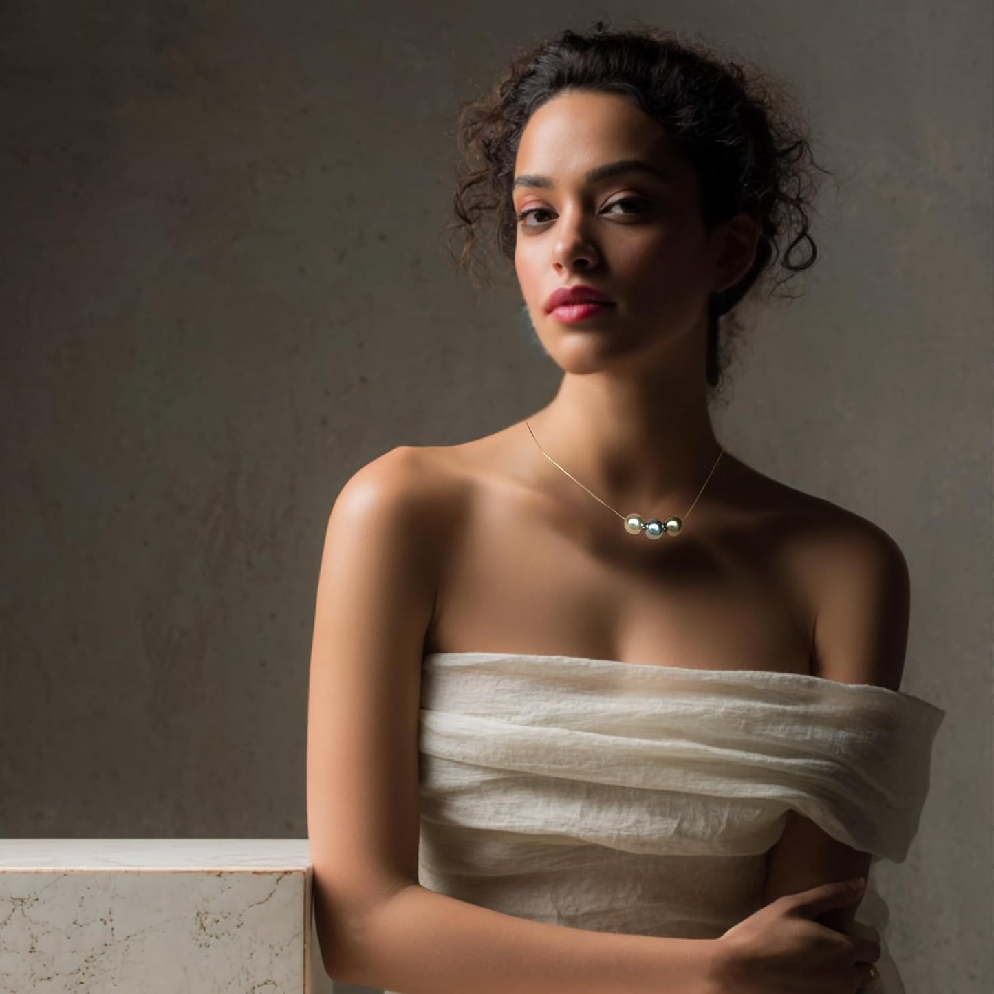 Celestial Harmony Dainty Gold Necklace with Simulated Tahitian Pearls – 925 Sterling Silver Snake Chain with 18K Gold Plating, Trendy Minimalist Choker and Lariat Necklace for Women, Statement Jewelry