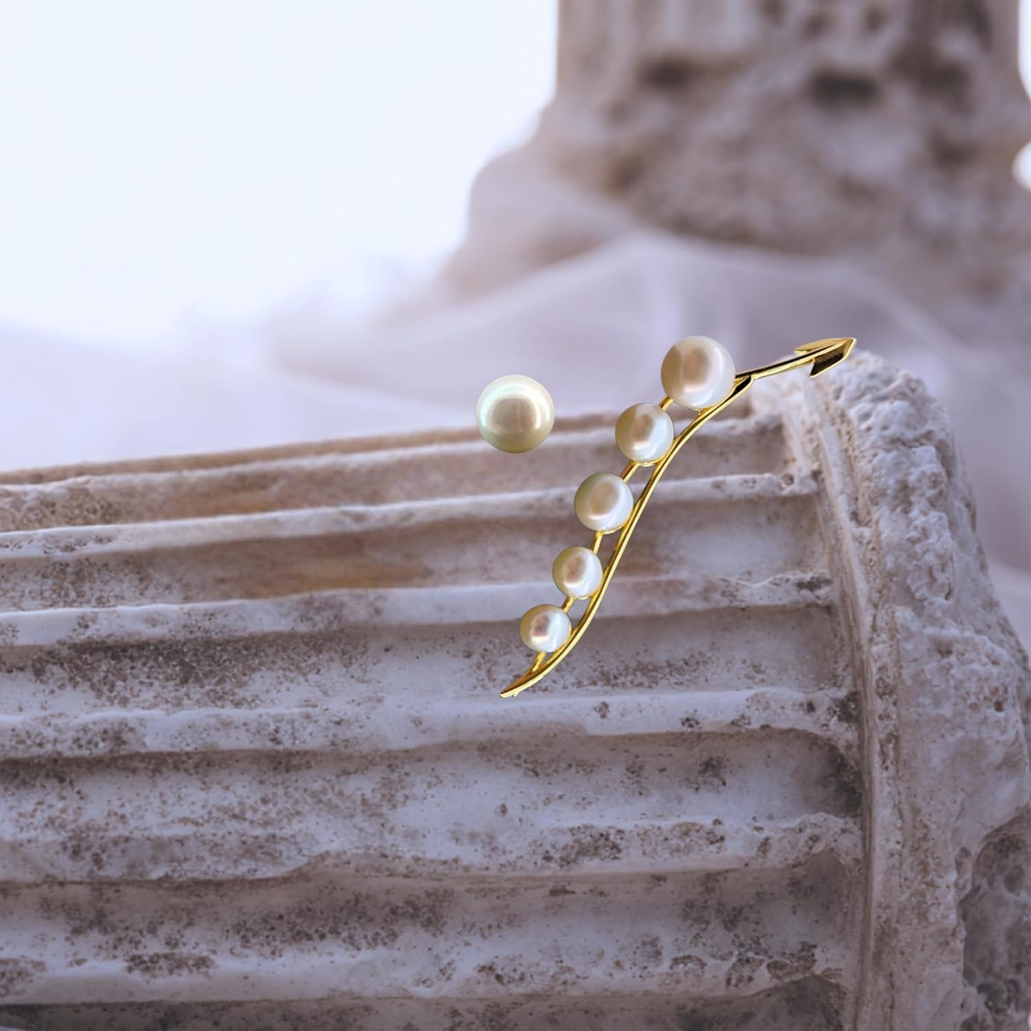 Goddess Glow Pearl Statement Earrings - Asymmetrical Ear Crawler & Stud with AAAA+ Freshwater Pearls, 18K Gold Plating, 925 Sterling Silver Posts - Unique & Elegant Pearl Earrings for Women