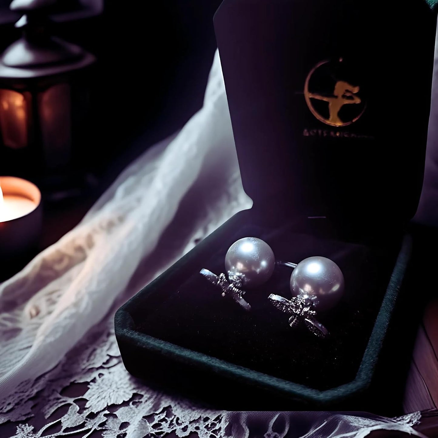 Honey Whispers Bumble Bee Stud Earrings for Women, Trendy Double-Sided Big Pearl Earrings, Grey Crystal Pearls with Zirconia Honeybee Design, Hypoallergenic Sterling Silver Studs