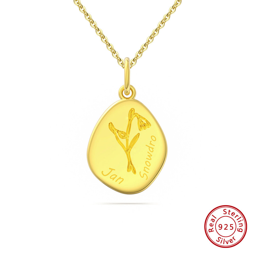 Celestial Birth Flower Necklace (Personalized Engravings Available)