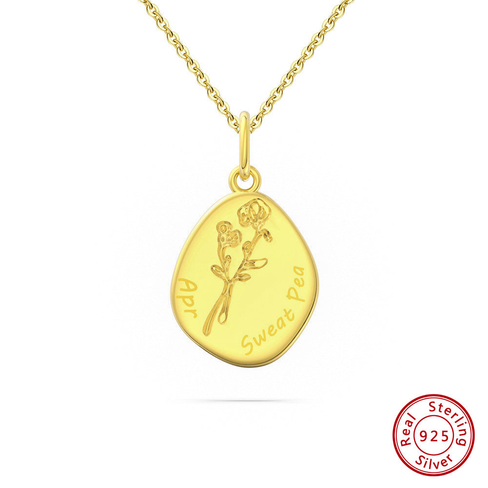 Celestial Birth Flower Necklace (Personalized Engravings Available)