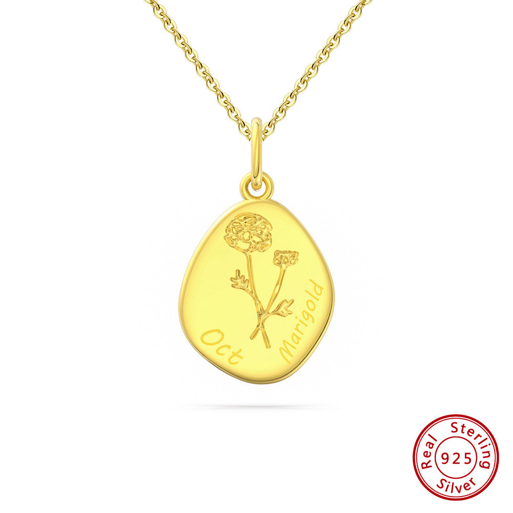 Celestial Birth Flower Necklace (Personalized Engravings Available)