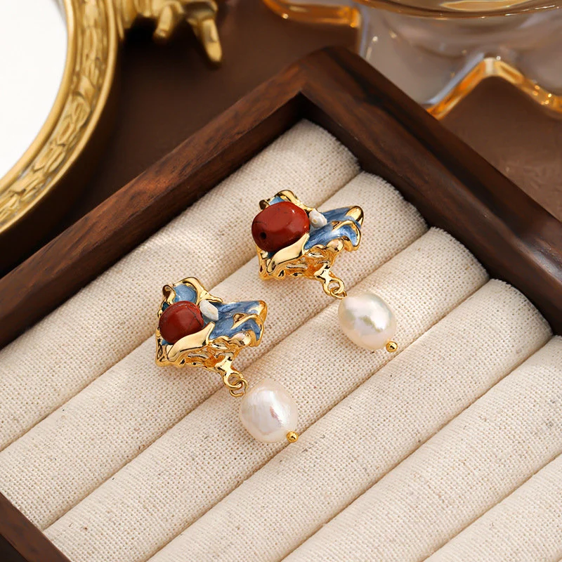 Florentine Muse Baroque Pearl Drop Earrings, Renaissance-Inspired Romantic Jewelry with Real Freshwater Pearls
