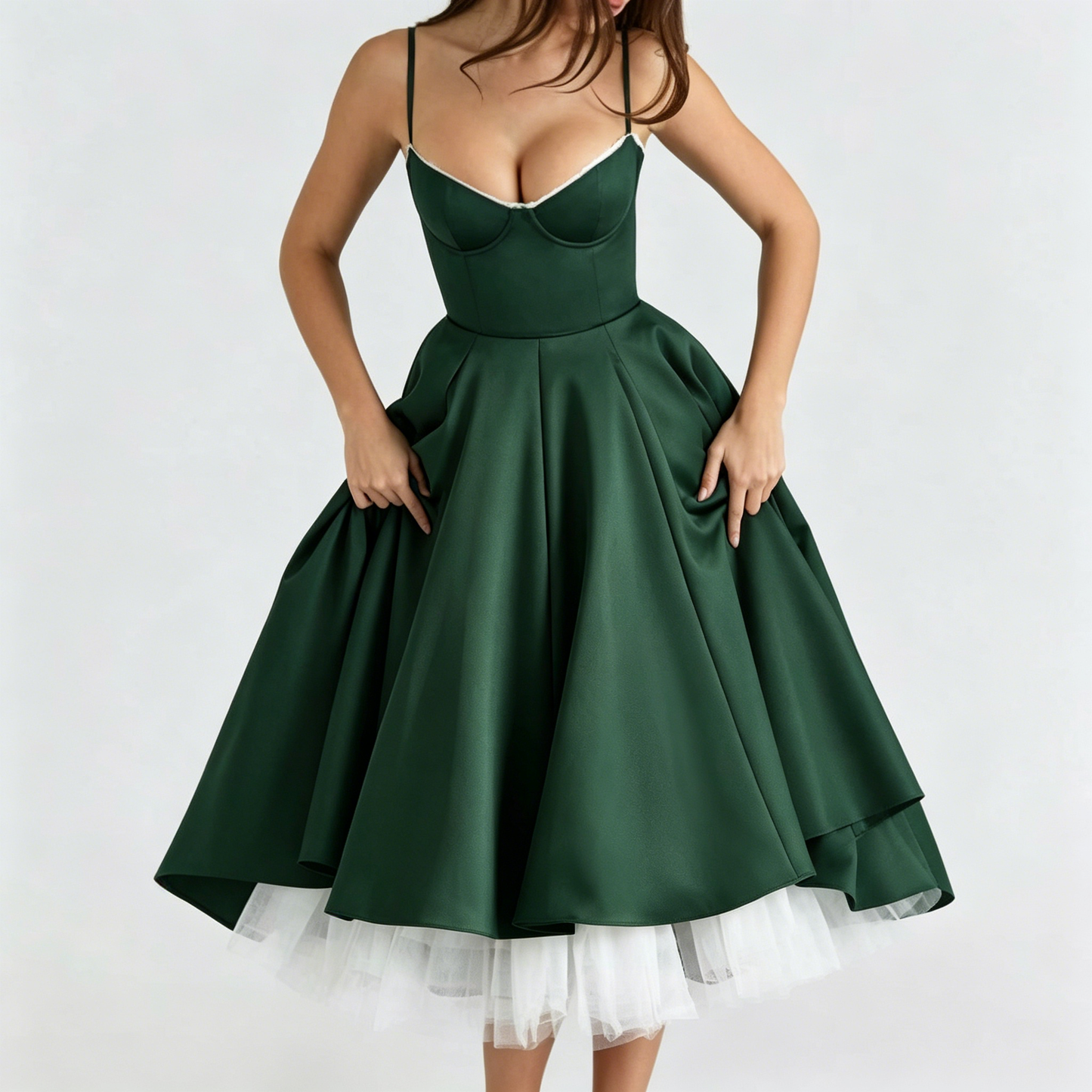 emerald-satin-a-line-midi-dress-feature-detail-juno-muse