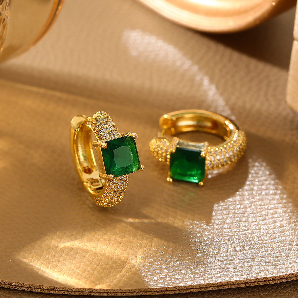 Emerald Flare Huggie Hoop Earrings