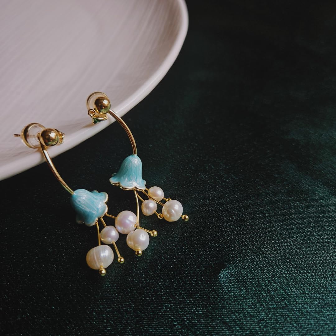 Fleur de Fortune Gold Drop Pearl Earrings for Women, 18K Gold Plating, Natural Baroque Pearls, Statement Gold Dangle Earrings for Women Trendy, Elegant Pearl Jewelry Gift