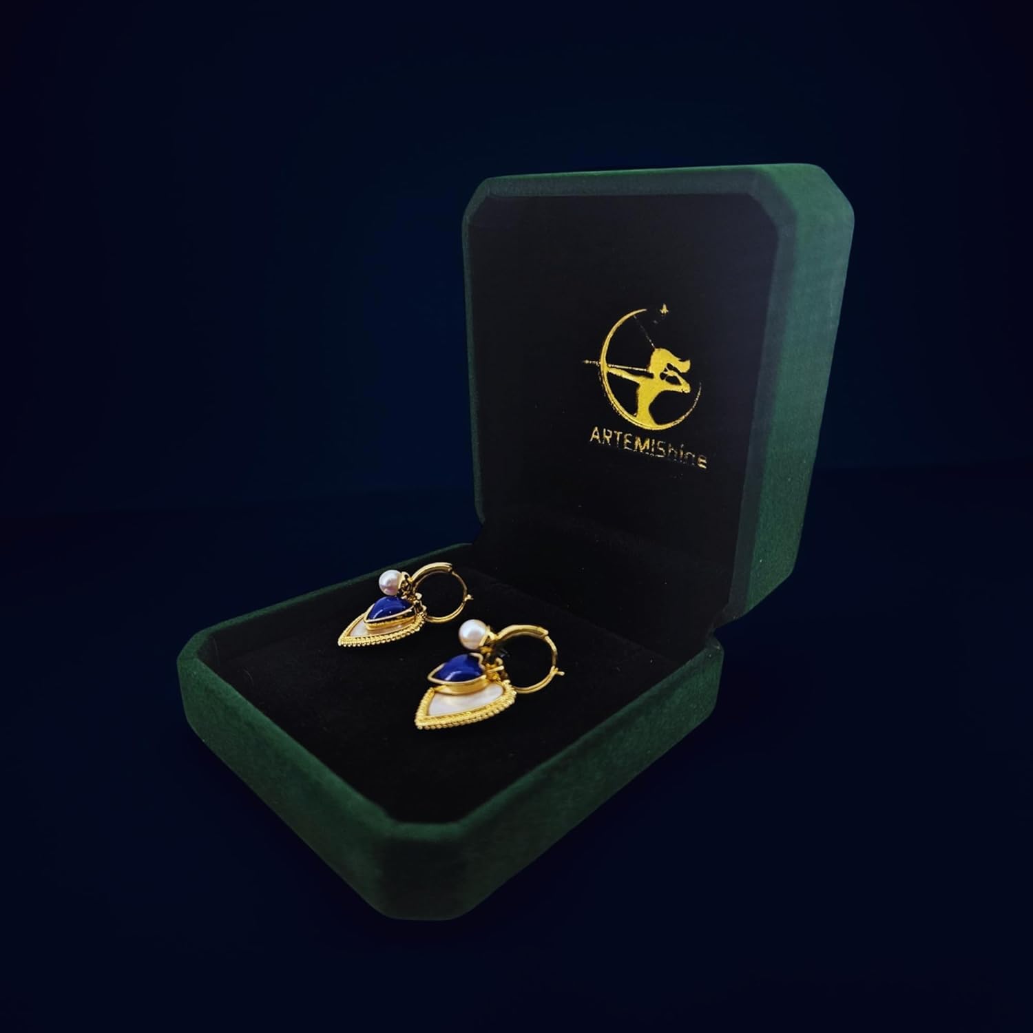 Aegean Heartbeat Gold Hoop Dangle Earrings, 18K Gold Plating with Enamel & Seashells, Statement Earrings for Women Trendy, Small Gold Hoops