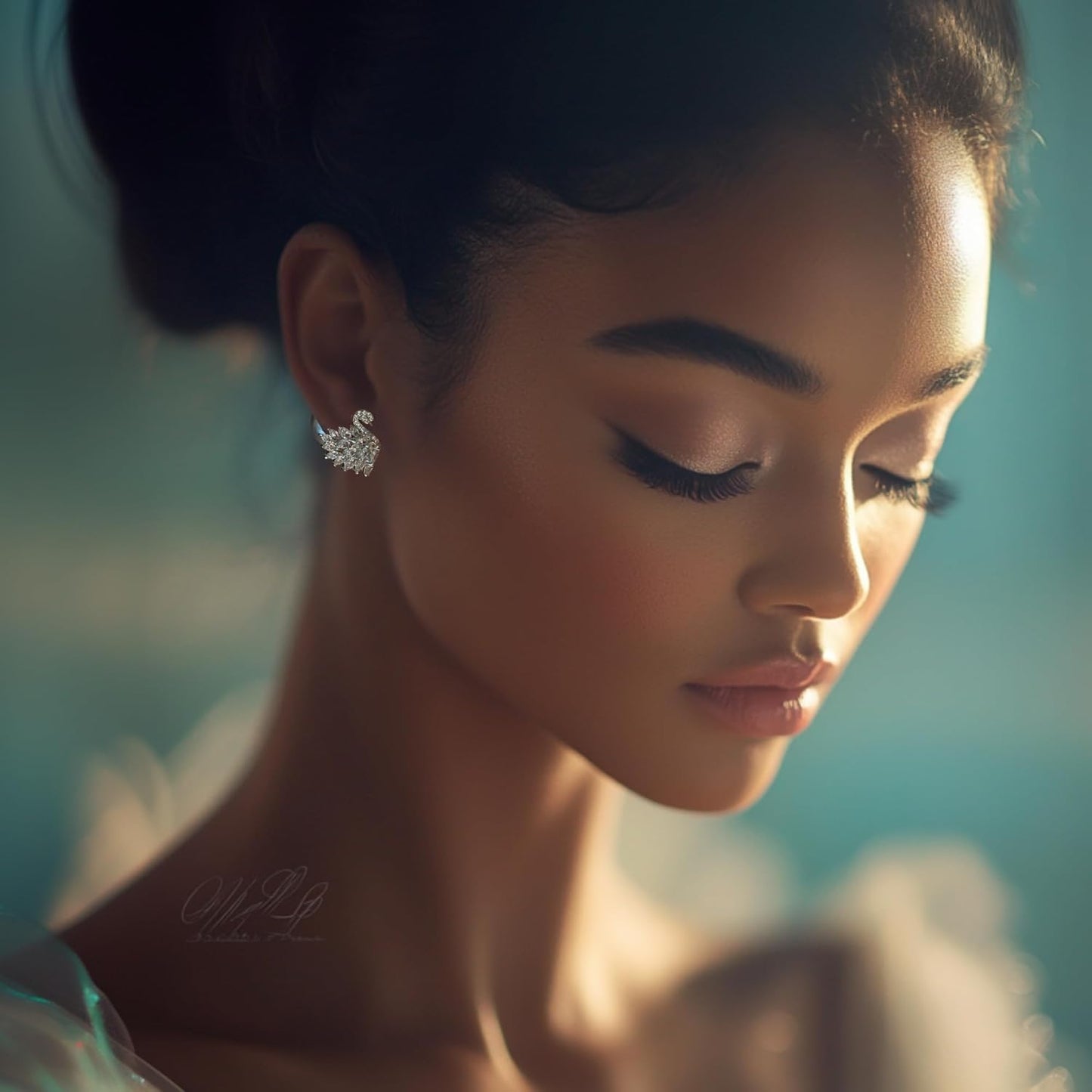 Moonlit Serenade Swan Stud Earrings for Women, Trendy Double-Sided Swan & Grey Crystal Big Pearl Studs, Hypoallergenic Sterling Silver Earring Posts, Statement Pearl Jewelry, Cute Unique Jewelry Gift