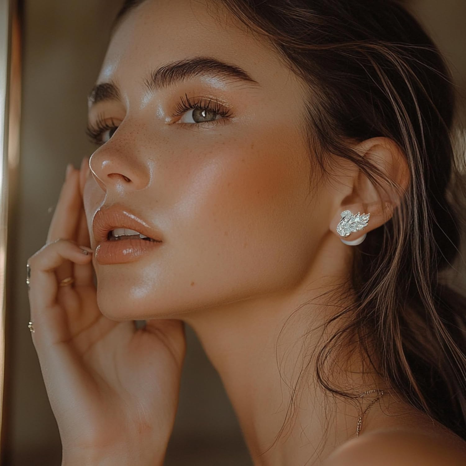 Moonlit Serenade Swan Stud Earrings for Women, Trendy Double-Sided Swan & Grey Crystal Big Pearl Studs, Hypoallergenic Sterling Silver Earring Posts, Statement Pearl Jewelry, Cute Unique Jewelry Gift