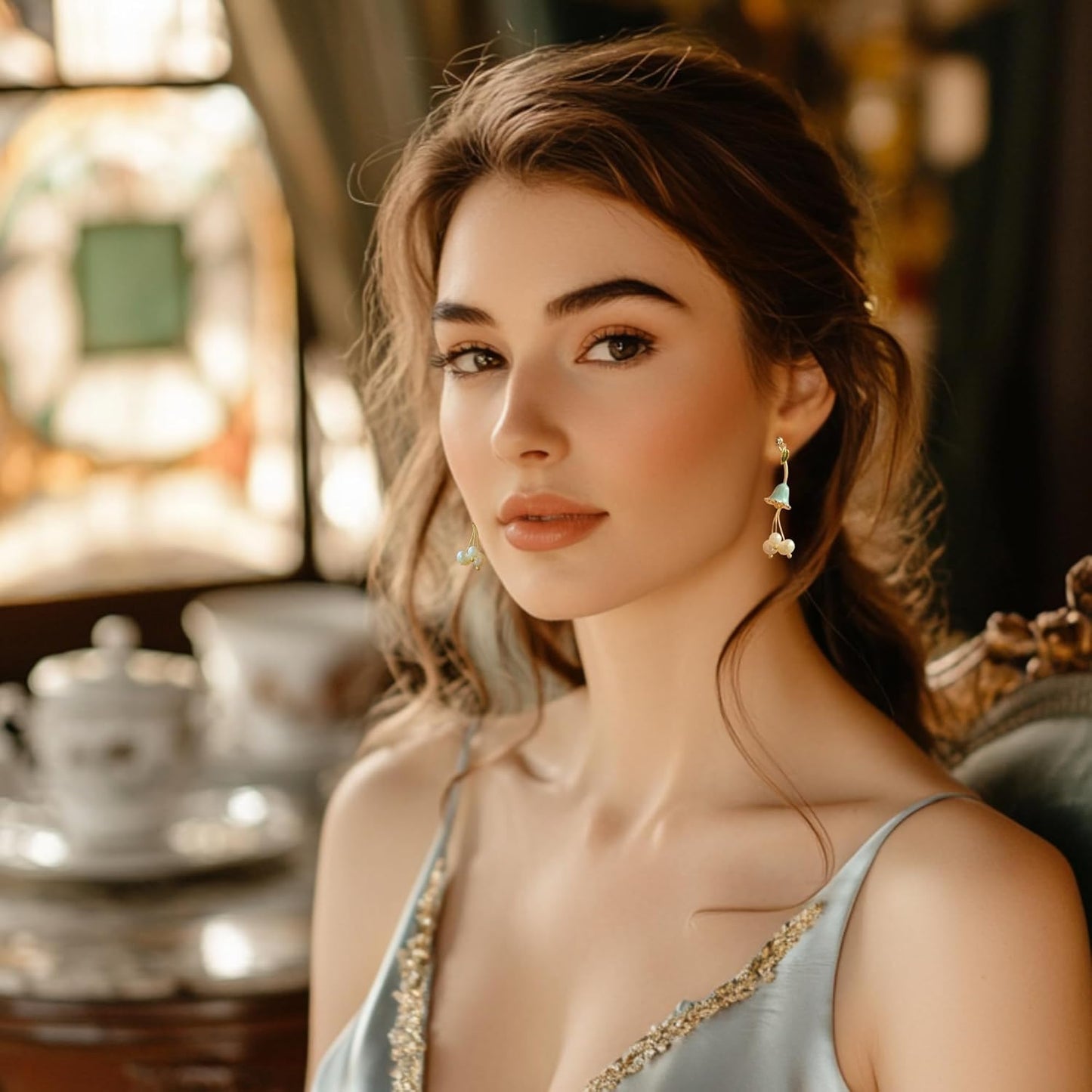 Fleur de Fortune Gold Drop Pearl Earrings for Women, 18K Gold Plating, Natural Baroque Pearls, Statement Gold Dangle Earrings for Women Trendy, Elegant Pearl Jewelry Gift