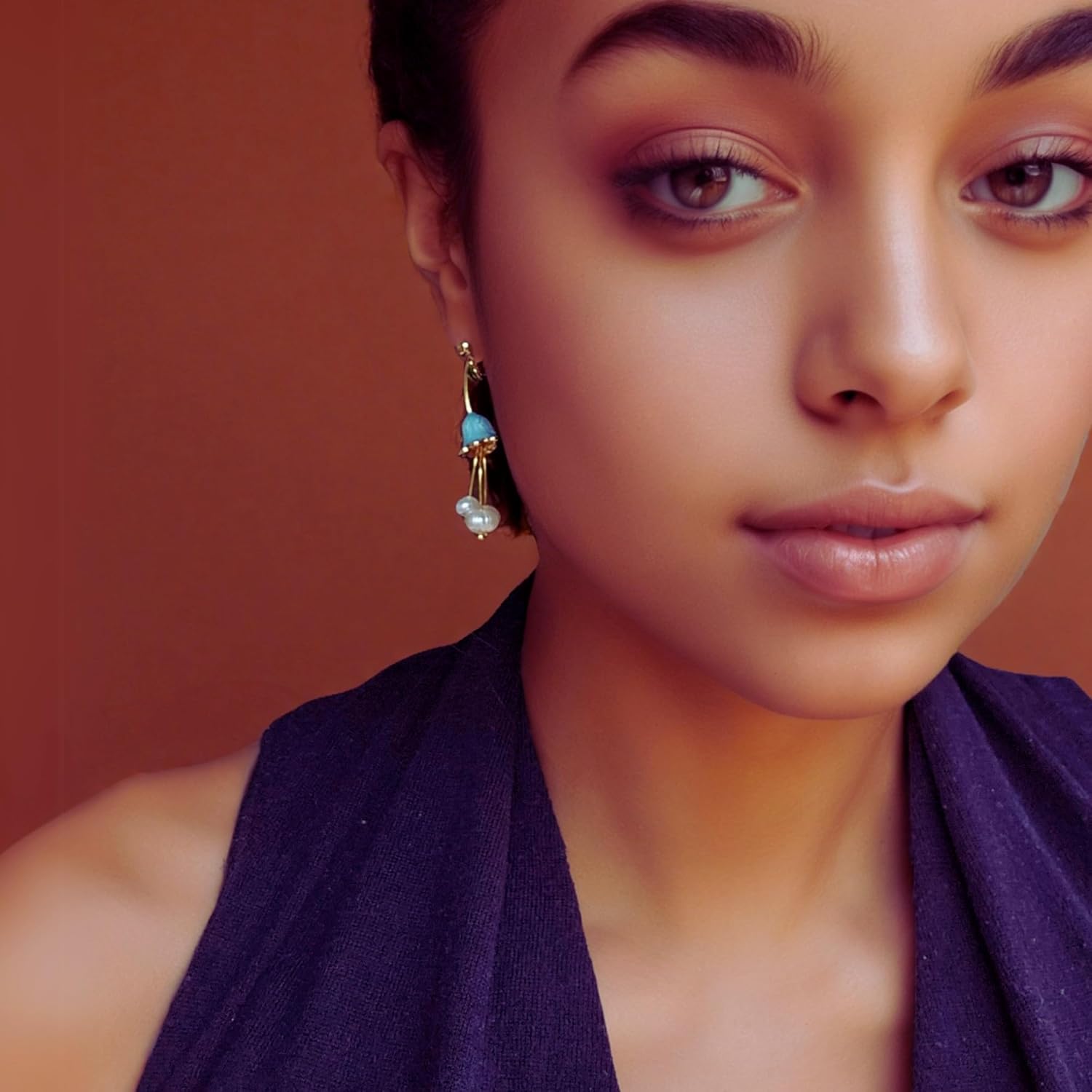 Fleur de Fortune Gold Drop Pearl Earrings for Women, 18K Gold Plating, Natural Baroque Pearls, Statement Gold Dangle Earrings for Women Trendy, Elegant Pearl Jewelry Gift