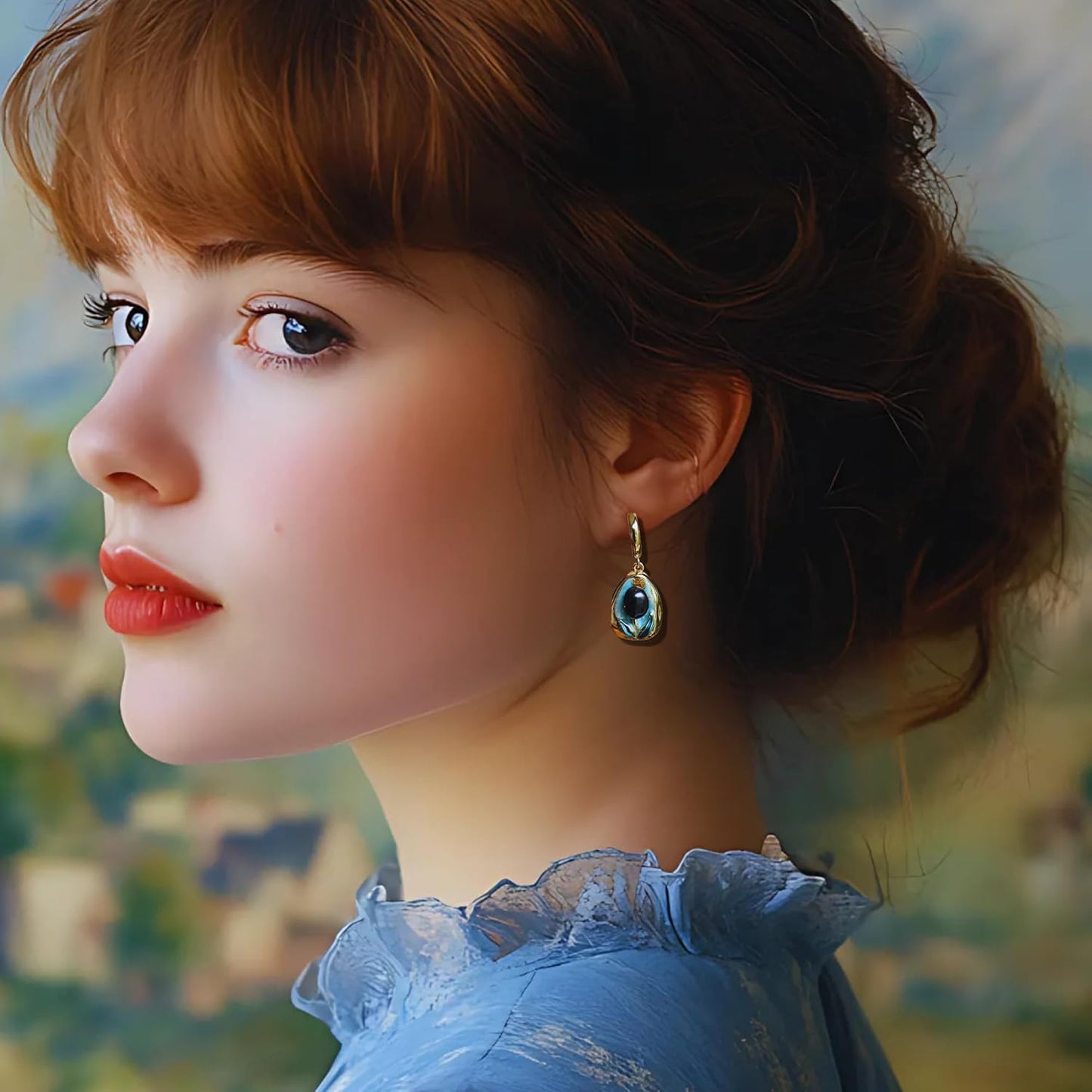 Tulip Pearl Drop Earrings, 18K Gold Plated, French Enamel with Natural Baroque Pearl, Two Styles Available