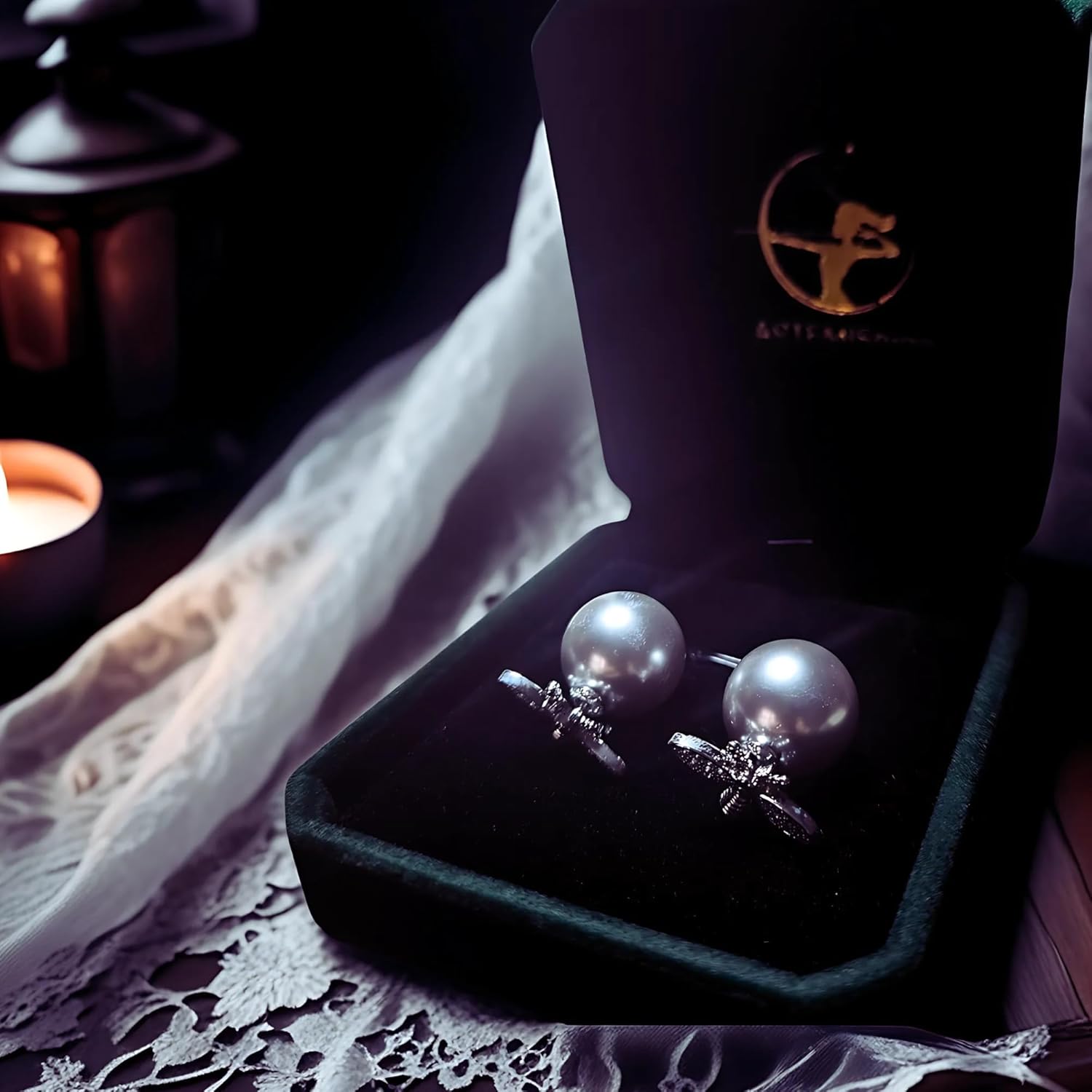 Honey Whispers Bumble Bee Stud Earrings for Women, Trendy Double-Sided Big Pearl Earrings, Grey Crystal Pearls with Zirconia Honeybee Design, Hypoallergenic Sterling Silver Studs