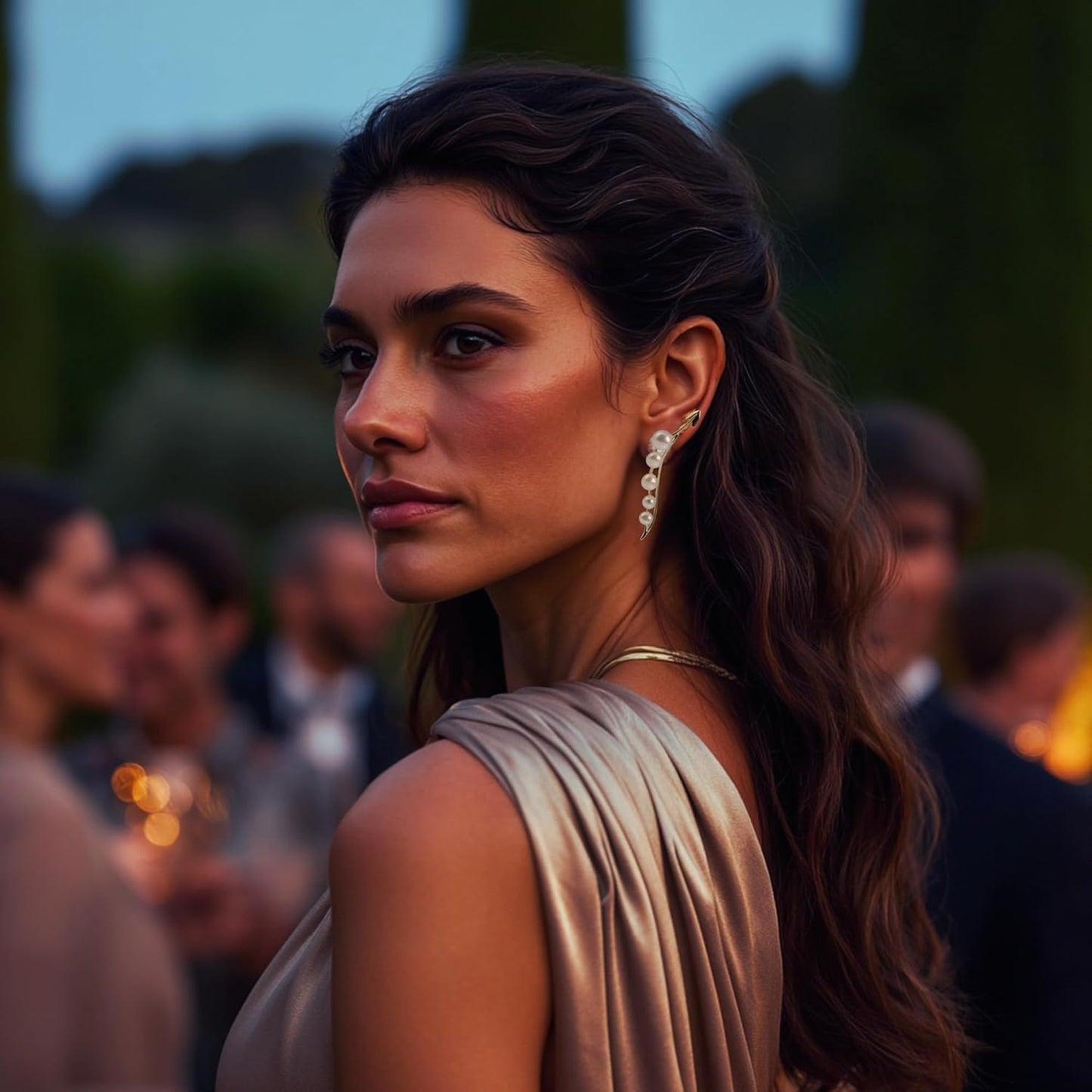 Goddess Glow Pearl Statement Earrings - Asymmetrical Ear Crawler & Stud with AAAA+ Freshwater Pearls, 18K Gold Plating, 925 Sterling Silver Posts - Unique & Elegant Pearl Earrings for Women