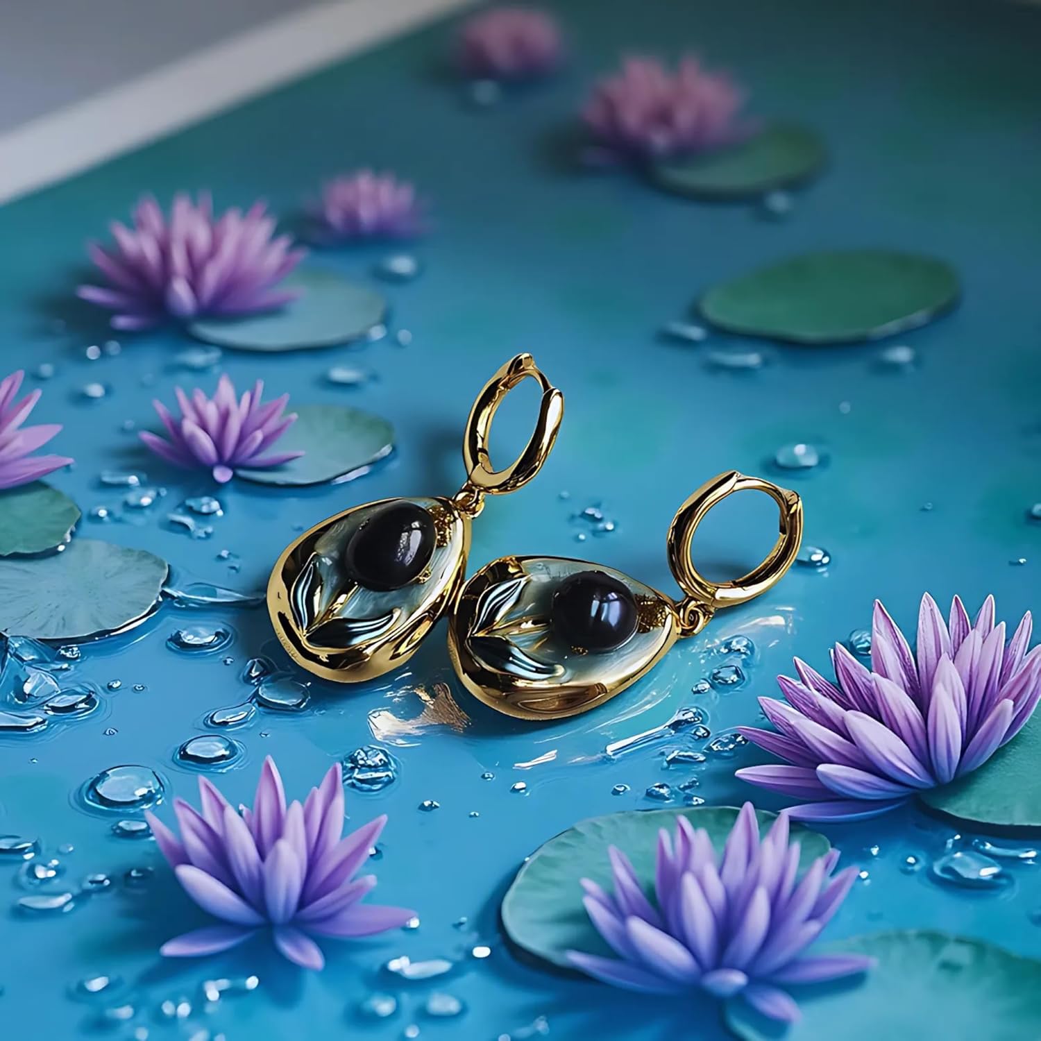 Tulip Pearl Drop Earrings, 18K Gold Plated, French Enamel with Natural Baroque Pearl, Two Styles Available