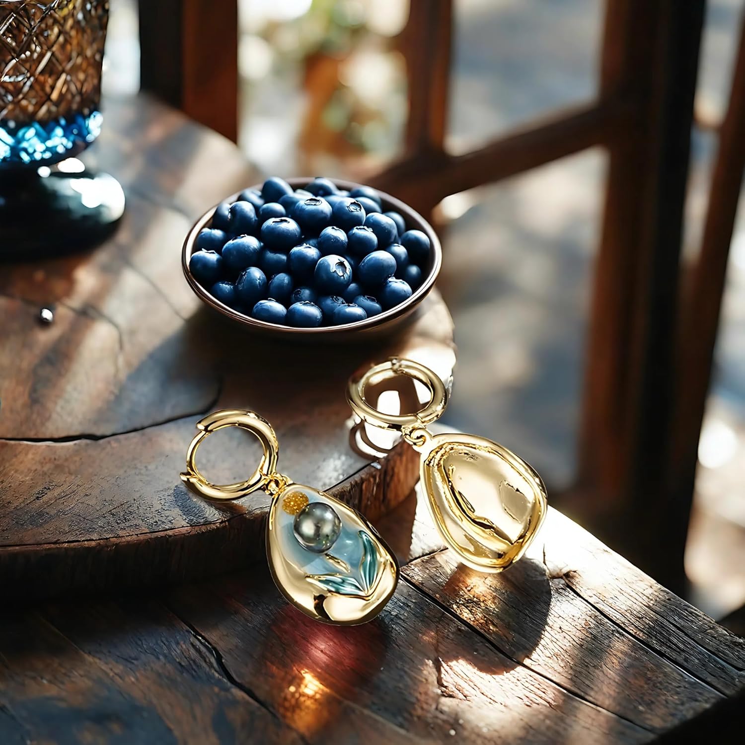 Tulip Pearl Drop Earrings, 18K Gold Plated, French Enamel with Natural Baroque Pearl, Two Styles Available