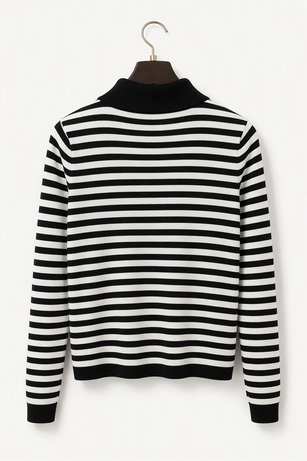 Thera Half-Zip Striped Wool-Blend Sweater - Classic Noir Hanger Back