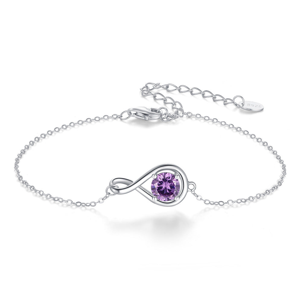 Eternal Spark Birthstone Bracelet (with Personalized Initial Charm)