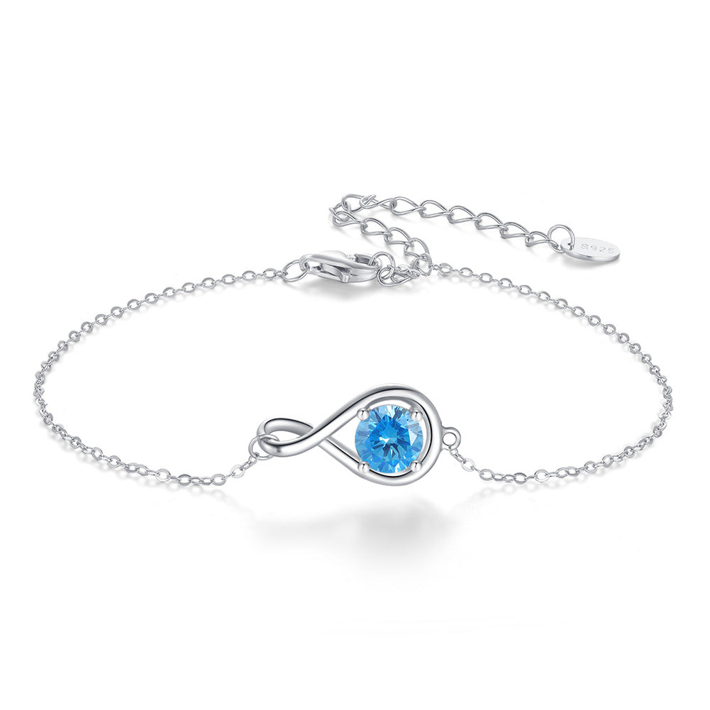 Eternal Spark Birthstone Bracelet (with Personalized Initial Charm)