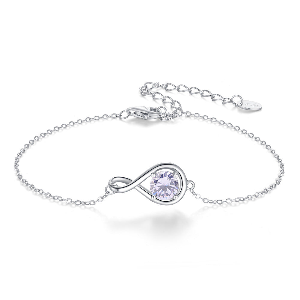 Eternal Spark Birthstone Bracelet (with Personalized Initial Charm)