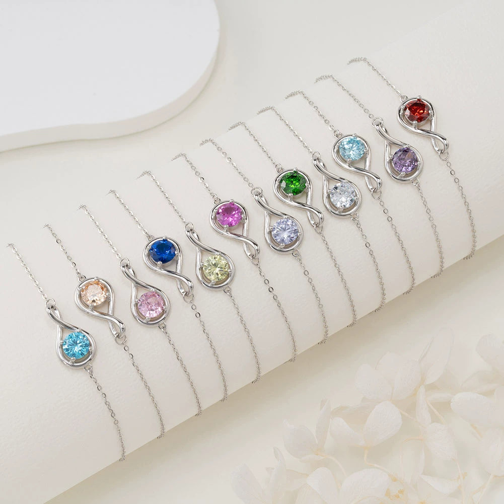 Eternal Spark Birthstone Bracelet (with Personalized Initial Charm)