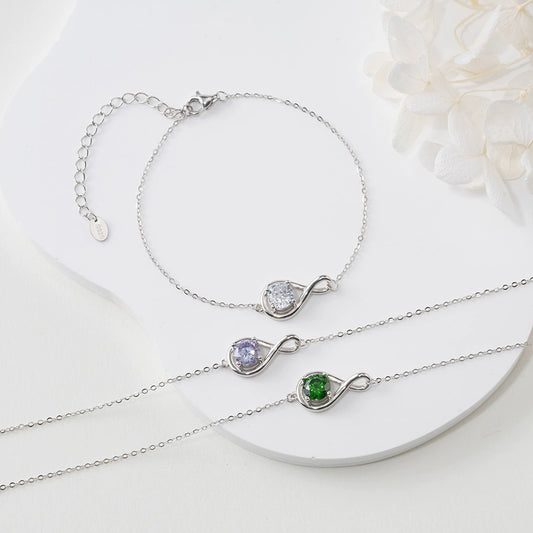 Eternal Spark Birthstone Bracelet (with Personalized Initial Charm)