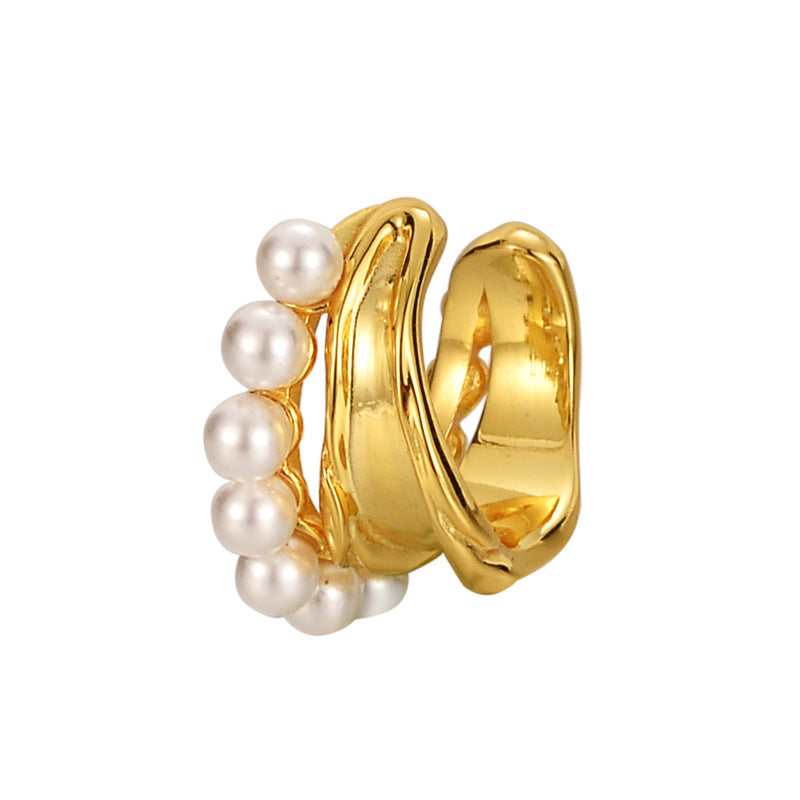 River of Pearls Gold Earcuff