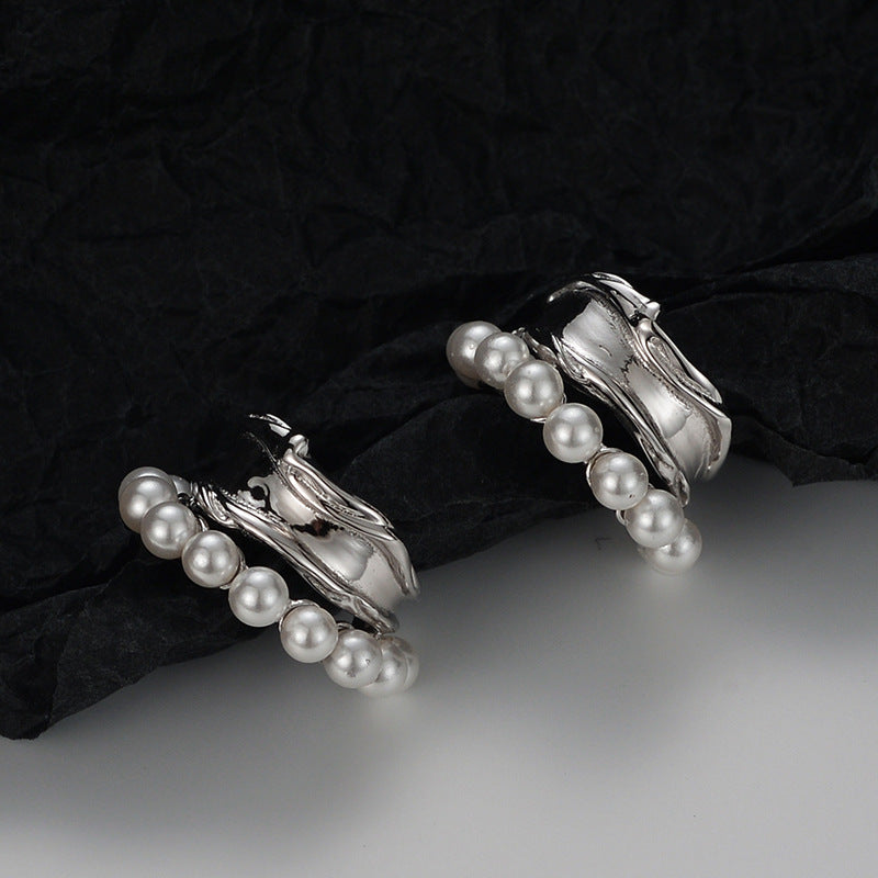 River of Pearls Silver Earcuff