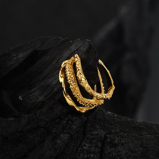 Forest Texture Gold Earcuff