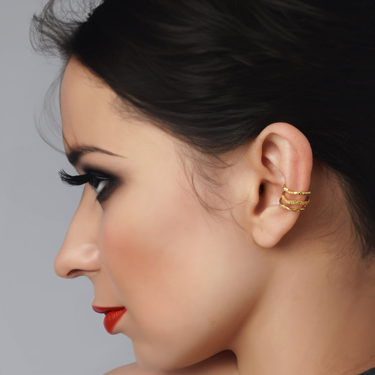 Forest Texture Gold Earcuff