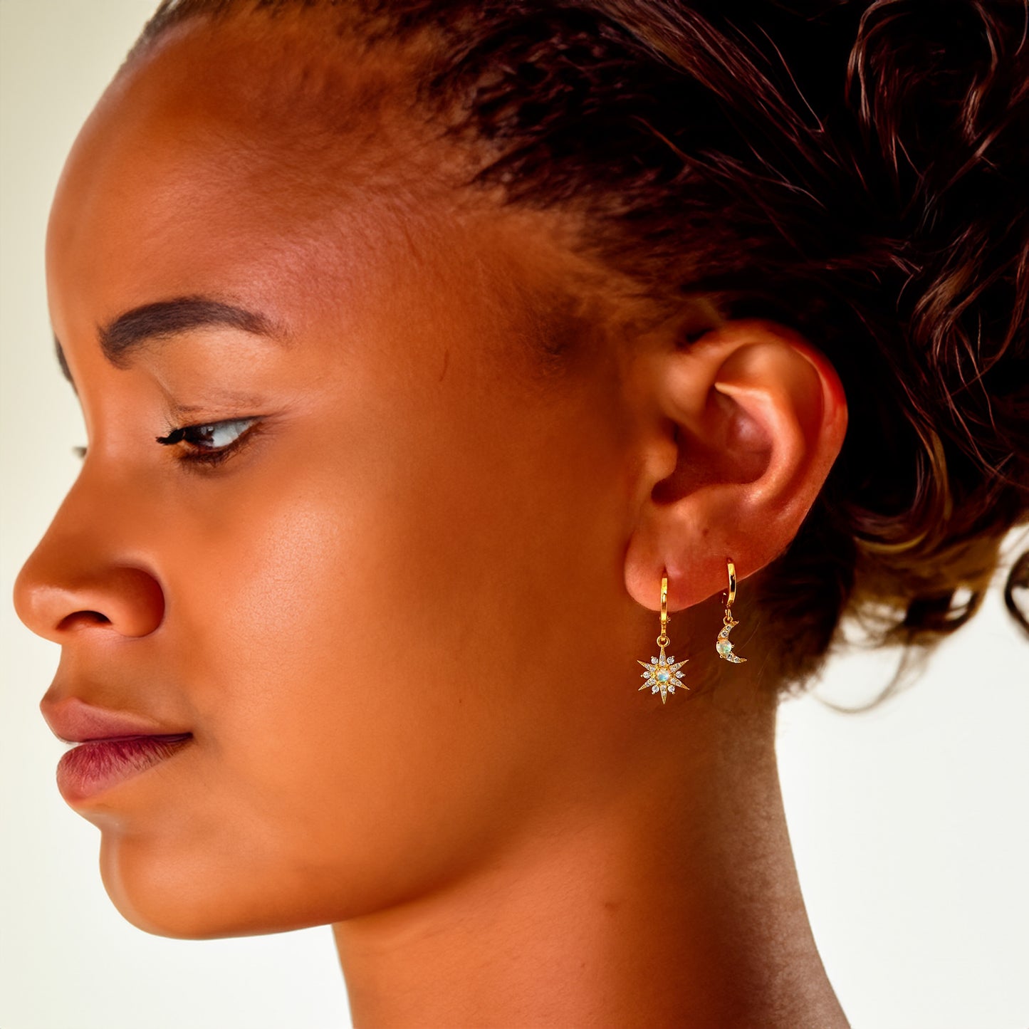 Celestial Star and Moon Hoop Earrings