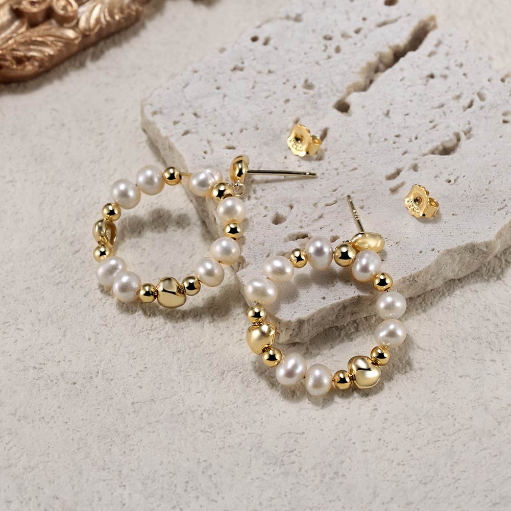 Selene Pearl Hoop Earrings