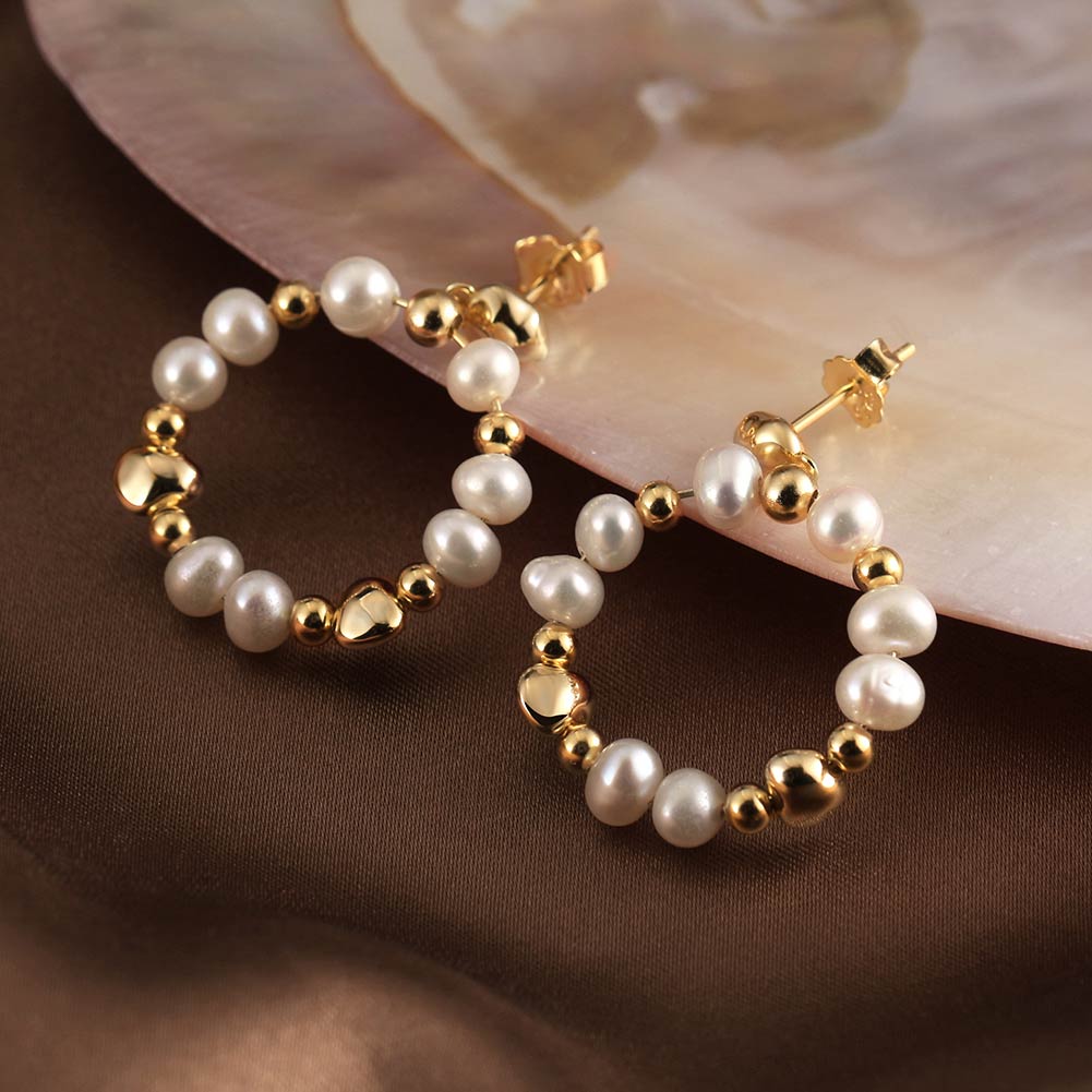 Selene Pearl Hoop Earrings