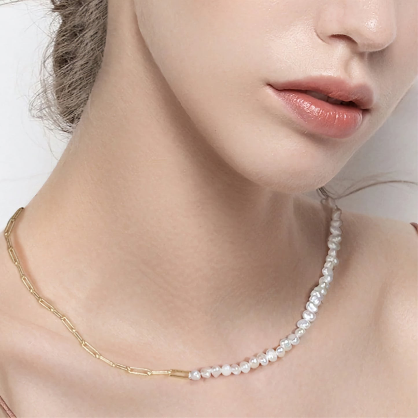 Baroque Pearl & Paper Clip Necklace