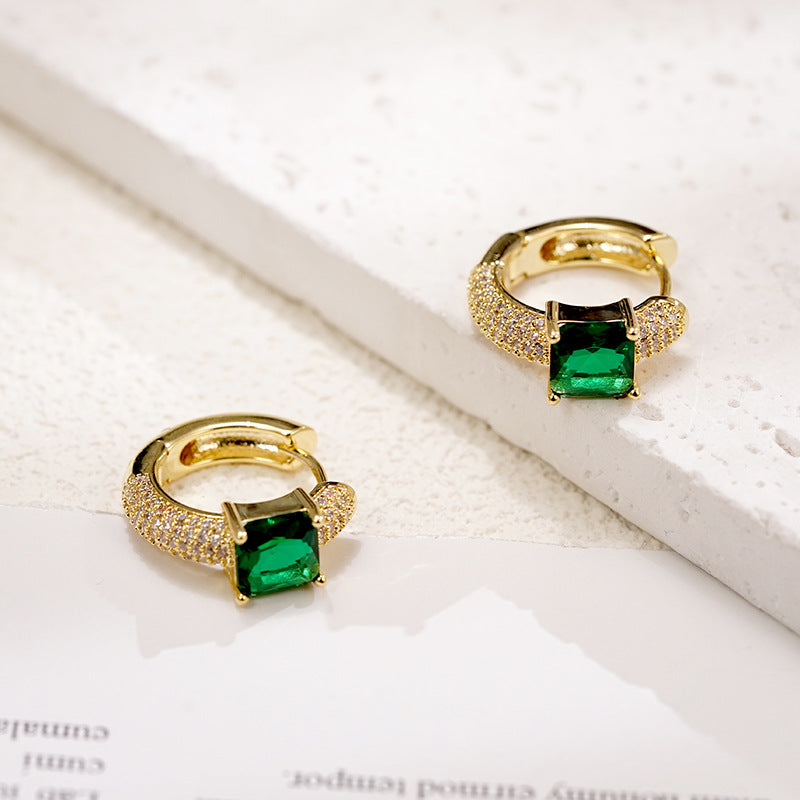 Emerald Flare Huggie Hoop Earrings