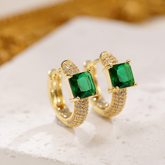Emerald Flare Huggie Hoop Earrings