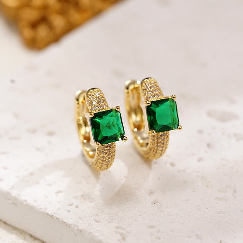 Emerald Flare Huggie Hoop Earrings