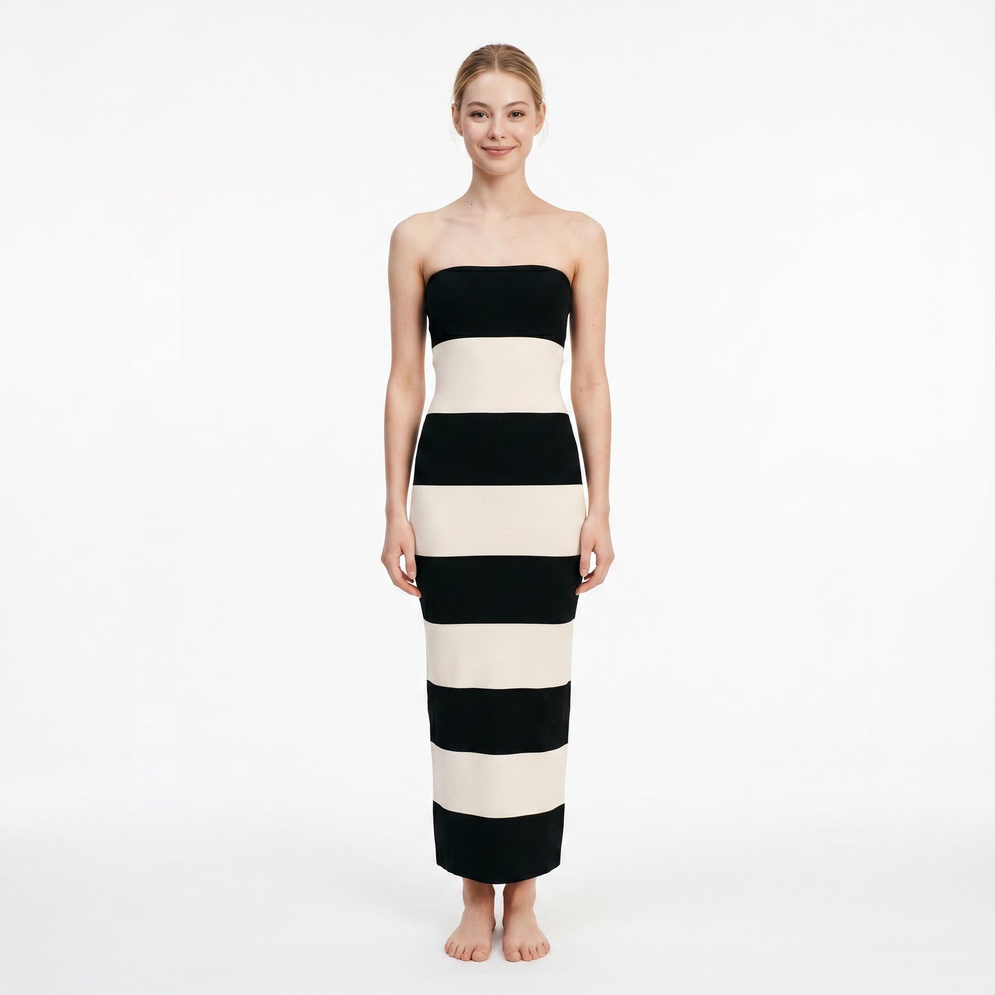 black-white-polyester-spandex-front-model-hestia-sleek