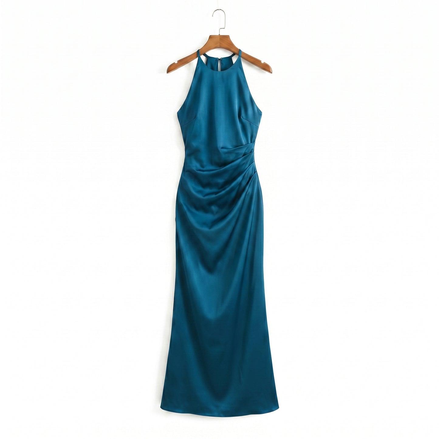 blue-satin-halter-dress-product-front-selene-splendor