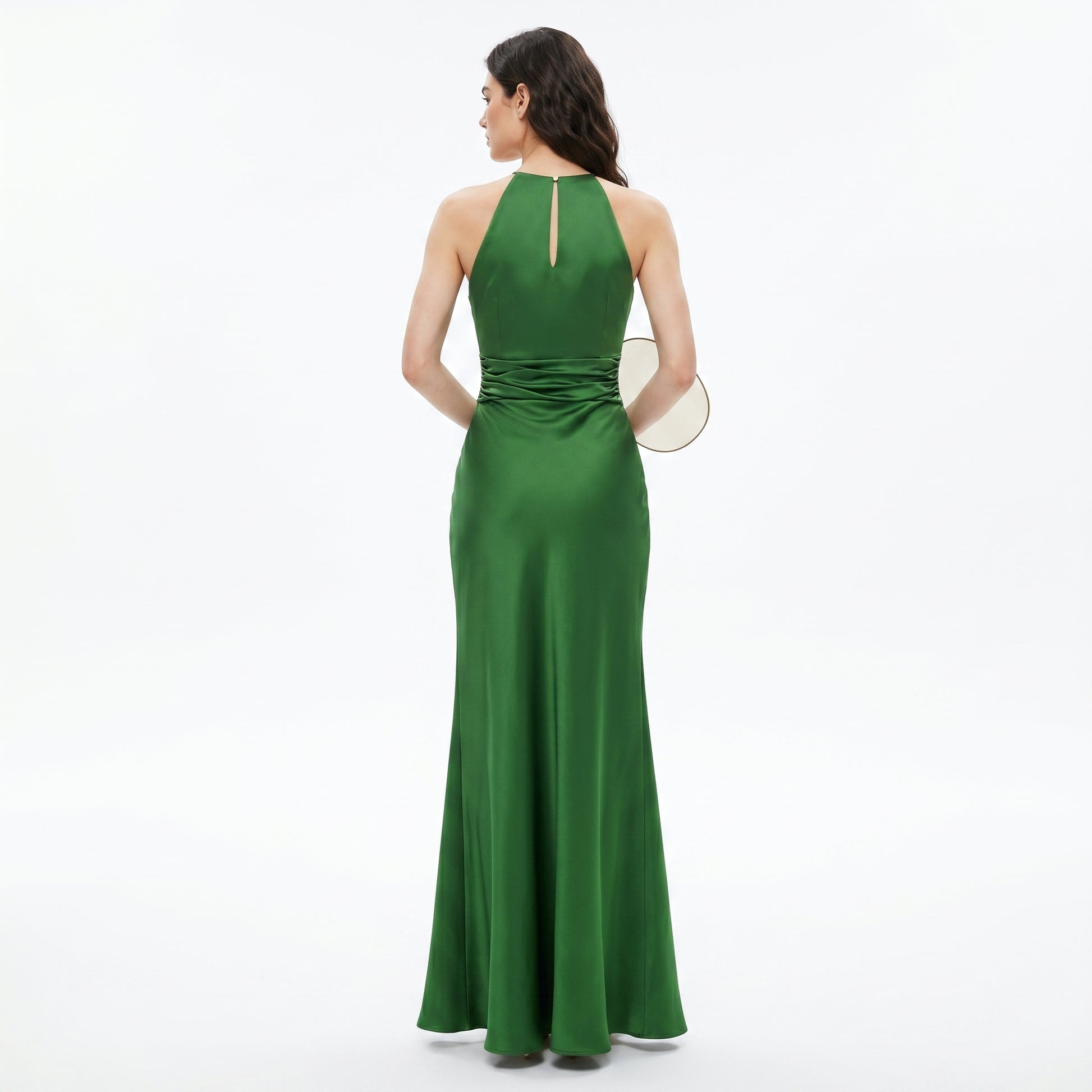 green satin halter dress Green Satin A-Line Halter Mini Dress Dressesforparty