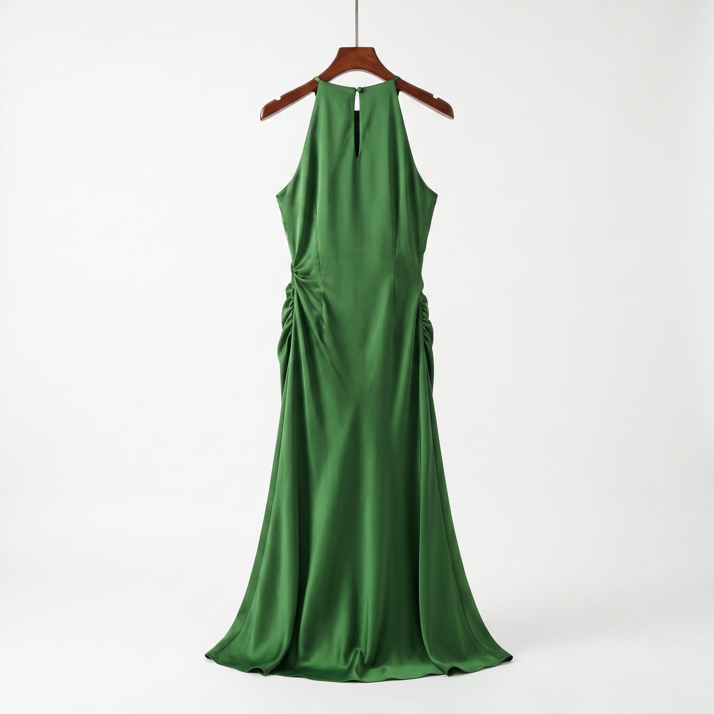 emerald-satin-halter-dress-display-back