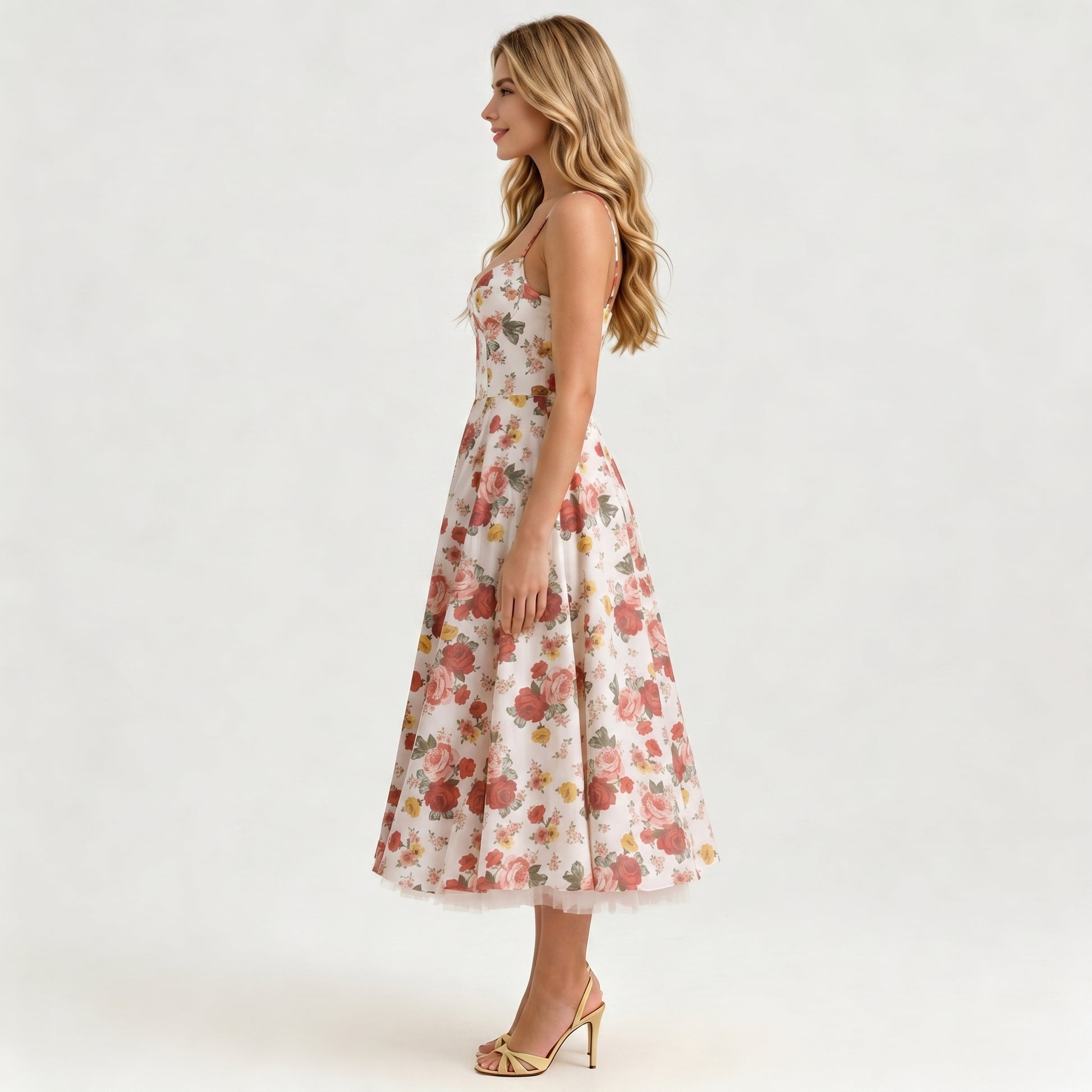 floral-satin-a-line-midi-dress-side-model-juno-muse