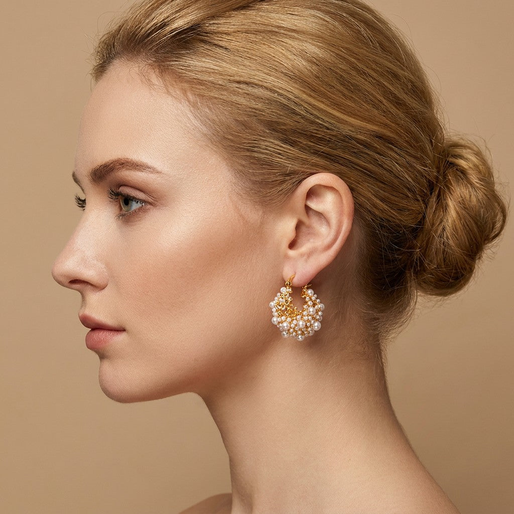 gold-pearl-cluster-earrings-lifestyle-luna-cluster