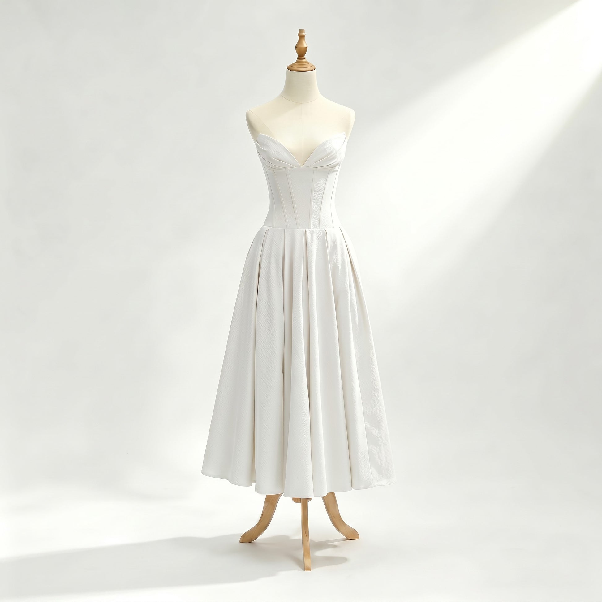 Ivory Corset Midi Dress | Formal A-Line