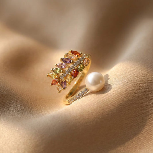 multicolor-pearl-moissanite-gold-plated-brass-ring-hero-silkfrost-symphony