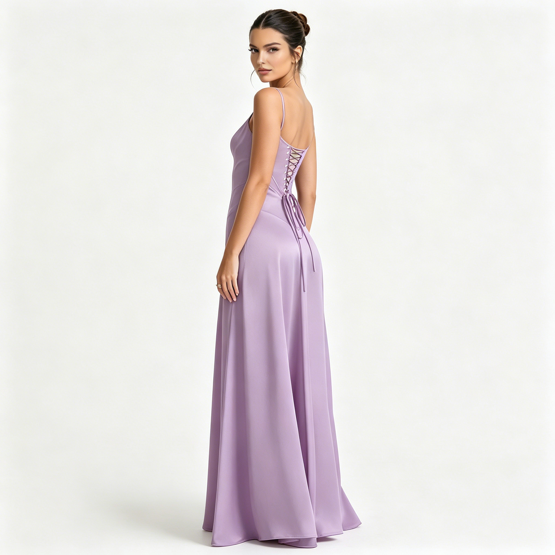 lavender maxi dress for wedding S Chiffon V-Neck Bridesmaid with Side Slit its pure confidence wrapped in shiny chiffon fabric Lavender Satin Lace-Up Corset Maxi