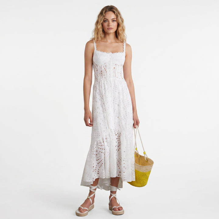 white-cotton-dress-front-model-auxo-bloom