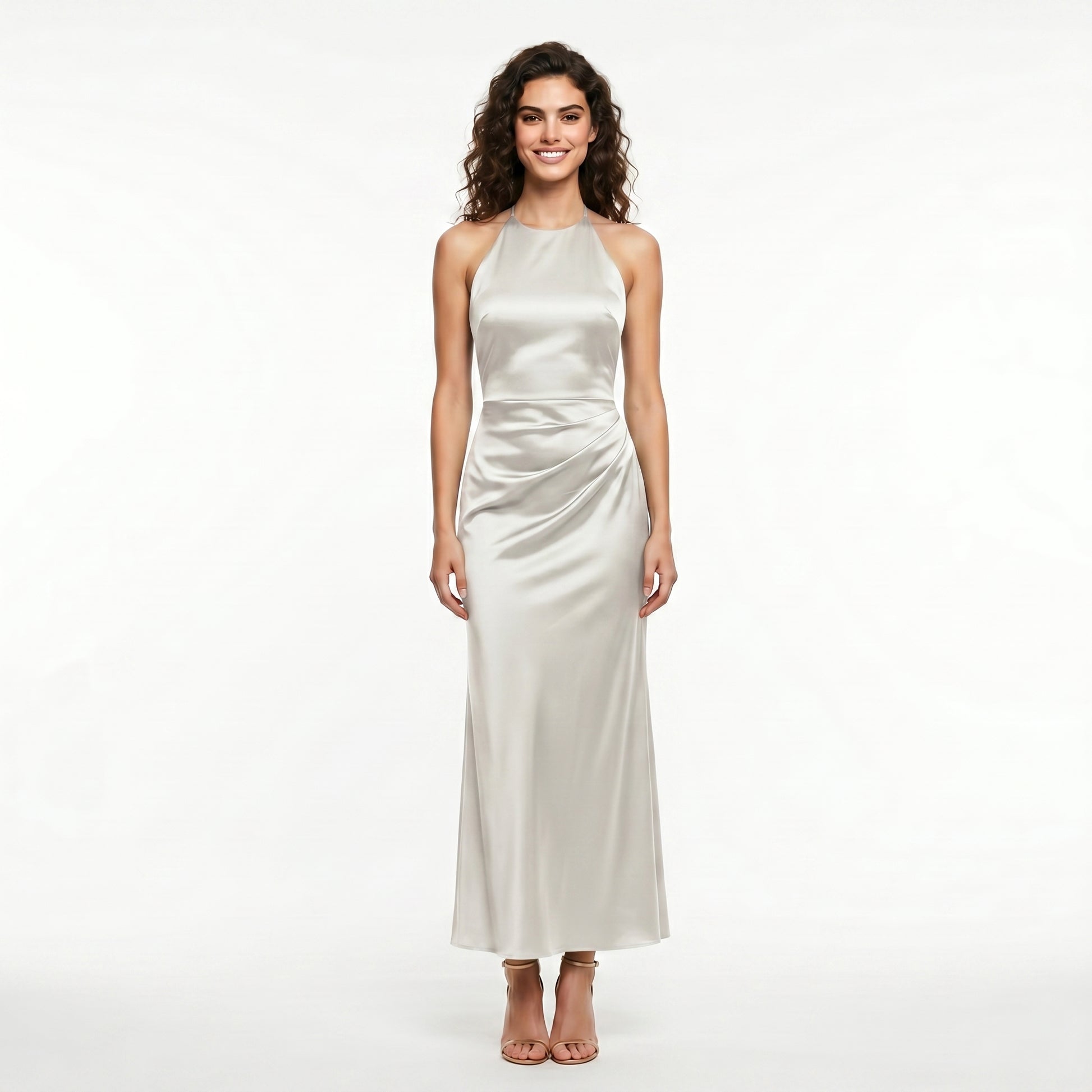 white-satin-halter-dress-front-model-selene-splendor